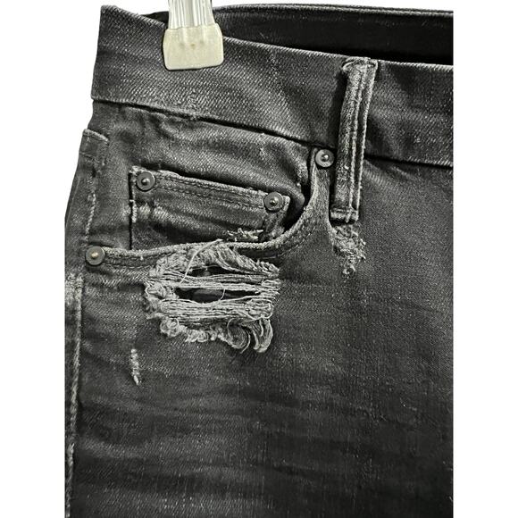 Mother The Looker Destroyed Ride Straight Ankle Black Jeans Women's Size 25 - Picture 3 of 7